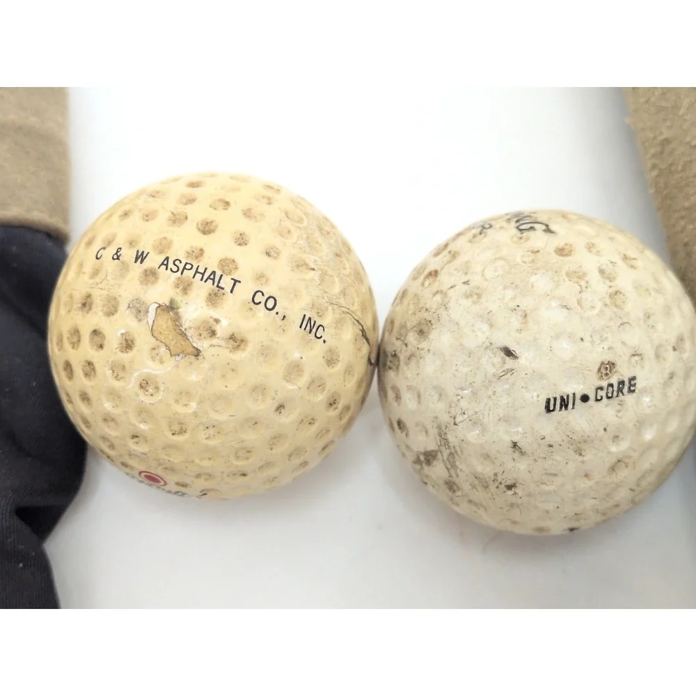 VTG Leather Golf Club Head Covers Guam Spalding Honor Dunlop Balls 3 4 WHG & CC